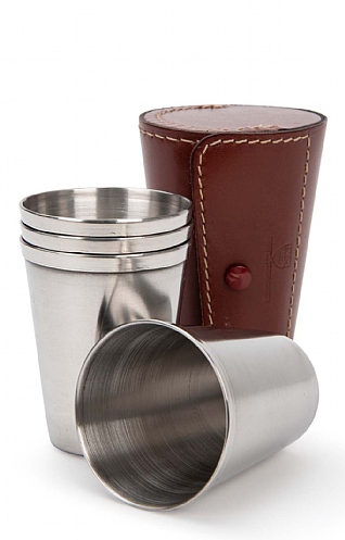 Set of Four Stainless Steel Cups and Case Set of Four Stainless Steel Cups and Case