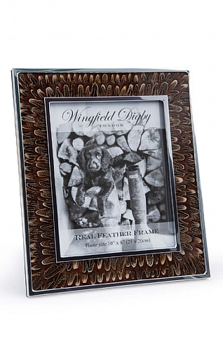 Silver Plated Real Feather 8x10in Photoframe