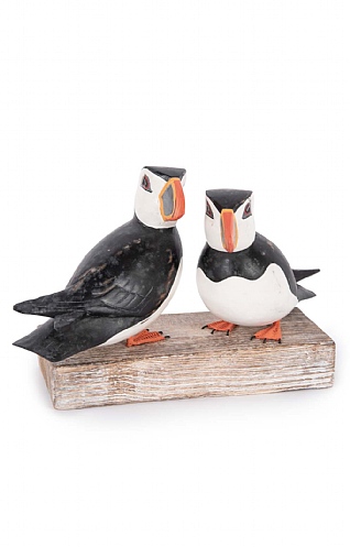 Hand Carved Double Puffin Block