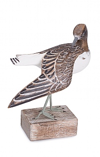 Hand Carved Sandpiper Preening