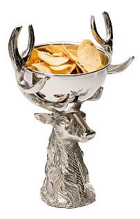 Small Silver Plated Stag Head with Bowl Small Silver Plated Stag Head with Bowl
