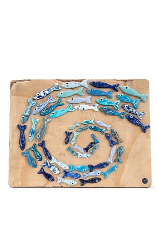 Ceramic and Wood Square Large Shoal Wall Art Ceramic and Wood Square Large Shoal Wall Art