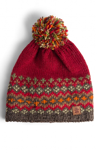 Ladies Elgin Bobble Beanie - Burgundy red, Burgundy