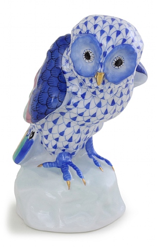 Herend Small Blue Owl