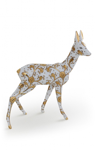 Herend White & Gold Watching Roe