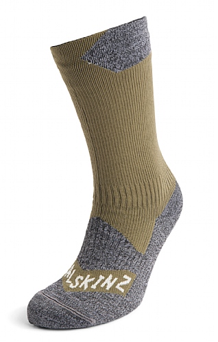 Sealskinz Waterproof All Weather Mid Length Sock - Olive, Olive