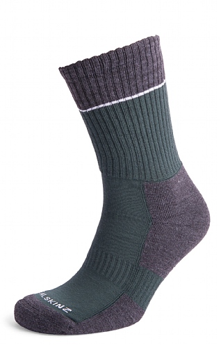 Sealskinz Thurton Mid Length Socks, Olive/Grey