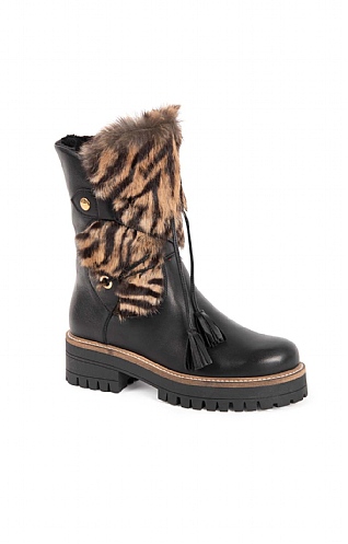 House Of Bruar 3/4 Animal Fur Trim Boot - Black