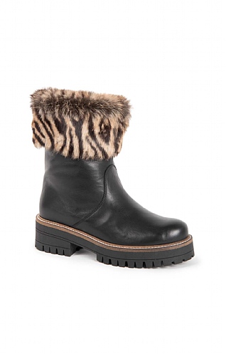 Animal Fur Top Leather Boot