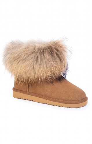 House of Bruar Fur Top Sheepskin Boot, Chestnut Tan