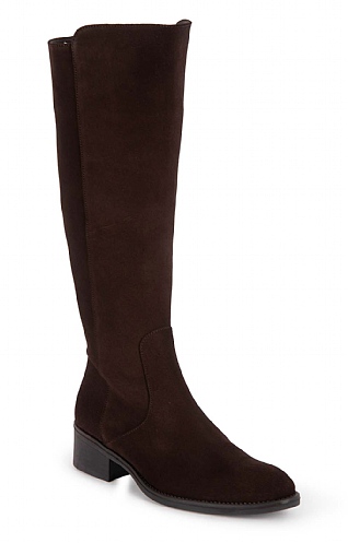 House of Bruar Long Suede Boot, Dark Brown