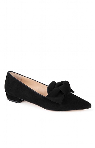 House of Bruar Suede Bow Slipper - Black, Black