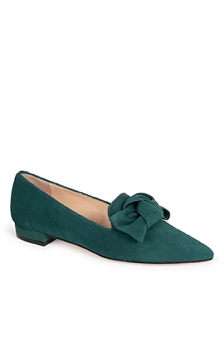 House of Bruar Suede Bow Slipper - Bottle Green, Bottle