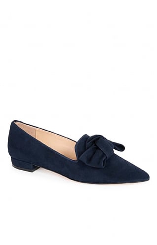 House of Bruar Suede Bow Slipper - Navy Blue, Navy