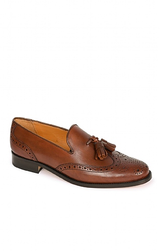 House of Bruar Brogue Tassel Loafer, Country Tan