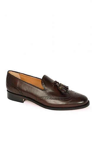 House of Bruar Brogue Tassel Loafer, Dark Brown