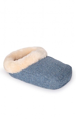 House of Bruar Tweed Foot Warmer, Blue Herringbone