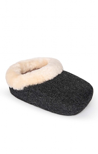 House of Bruar Tweed Foot Warmer, Charcoal Herringbone