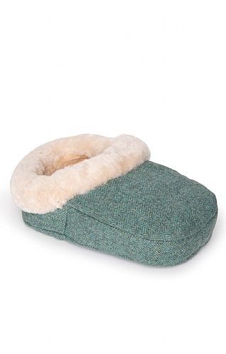 House of Bruar Tweed Foot Warmer, Green Herringbone