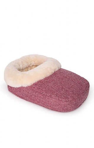 House of Bruar Tweed Foot Warmer, Pink Herringbone