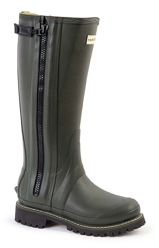 Ladies Hunter Full Zip Balmoral Rubber Boot, Dark Olive