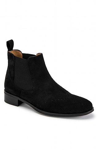 House of Bruar Suede Brogue Chelsea Boot - Black