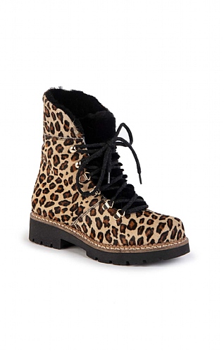 Leather Leopard Lace Up Boot
