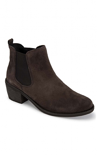 House of Bruar Ladies Suede Ankle Boot, Dark Brown