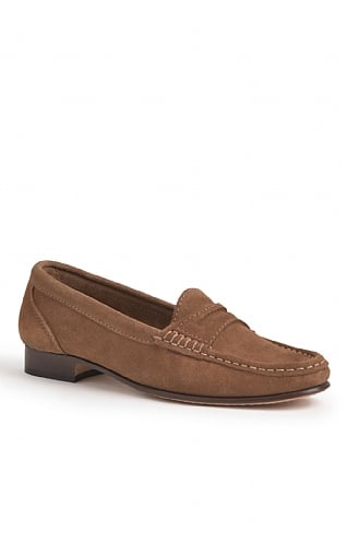 House of Bruar Suede Penny Moccasin, Taupe