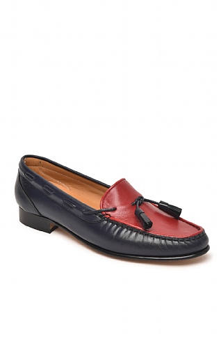 House of Bruar Contrast Tassel Moccasin, Navy/Red