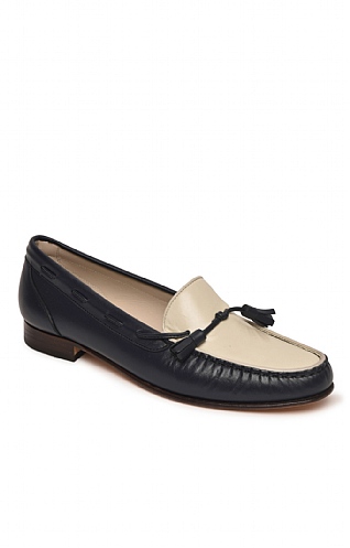 House of Bruar Contrast Tassel Moccasin - Navy/White, Navy/White