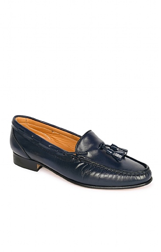 House of Bruar Soft Leather Tassel Moccasin - Navy Blue, Navy