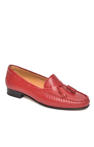 House of Bruar Soft Leather Tassel Moccasin - Red, Red