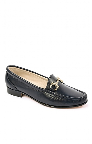 House of Bruar Soft Leather Snaffle Moccasin - Navy Blue, Navy