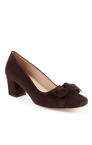 House of Bruar Mid Heel Suede Bow Shoe, Brown