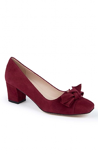 House of Bruar Mid Heel Suede Bow Shoe - Burgundy red, Burgundy