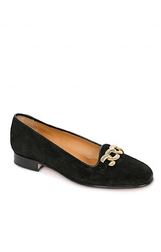 House of Bruar Suede Pump with Chain - Black, Black