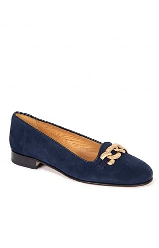 House of Bruar Suede Pump with Chain - Navy Blue, Navy