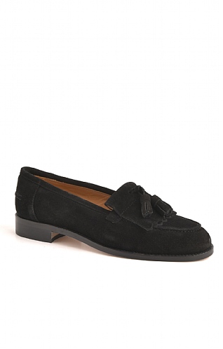 House of Bruar Ladies Suede Tassel Loafer - Black, Black