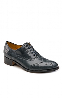 House of Bruar Country Leather Brogue - Navy Blue