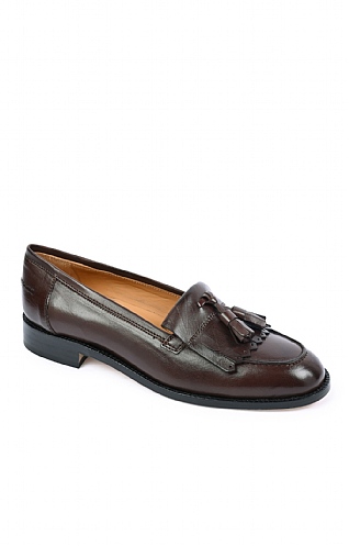 House of Bruar Leather Tassel Loafer, Dark Brown