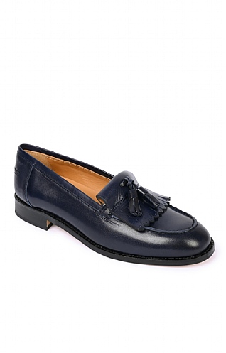 House of Bruar Leather Tassel Loafer - Navy Blue, Navy