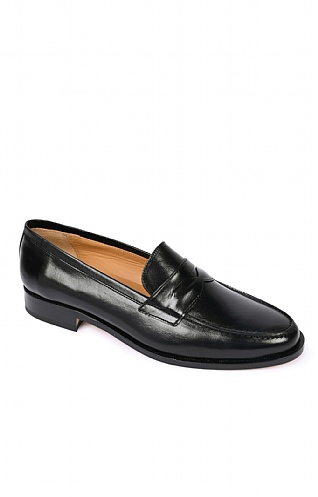 House of Bruar Leather Penny Loafer - Black, Black