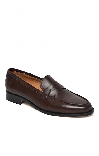 House of Bruar Leather Penny Loafer, Dark Brown