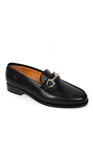 House of Bruar Leather Snaffle Loafer with Tape - Black, Black