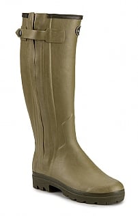 Le Chameau Ladies Leather Lined Zip Welly - Green, Green