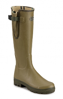 Le Chameau Ladies Cotton Lined Gusset Welly - Green, Green