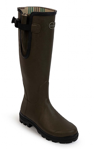 Le Chameau Ladies Cotton Lined Gusset Welly - Olive, Olive