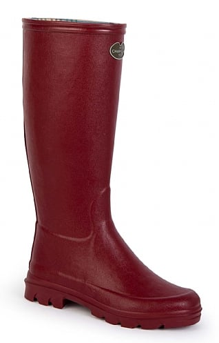 Ladies Le Chameau Cotton Lined Welly, Cherry