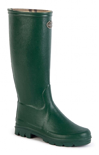 Ladies Le Chameau Cotton Lined Welly - Green, Green